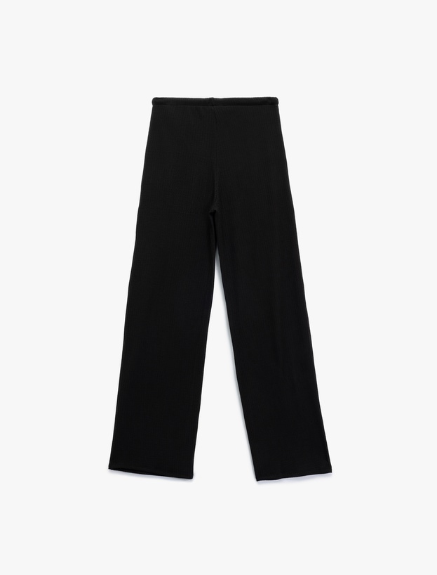 Yüksek Bel Rahat Kalıp Beli Bağcıklı Pantolon_3