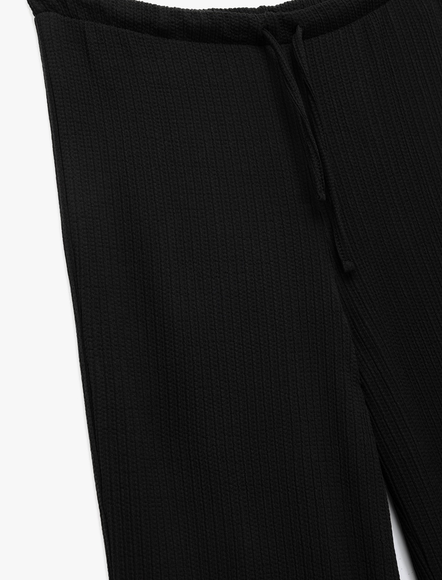   Yüksek Bel Rahat Kalıp Beli Bağcıklı Pantolon
