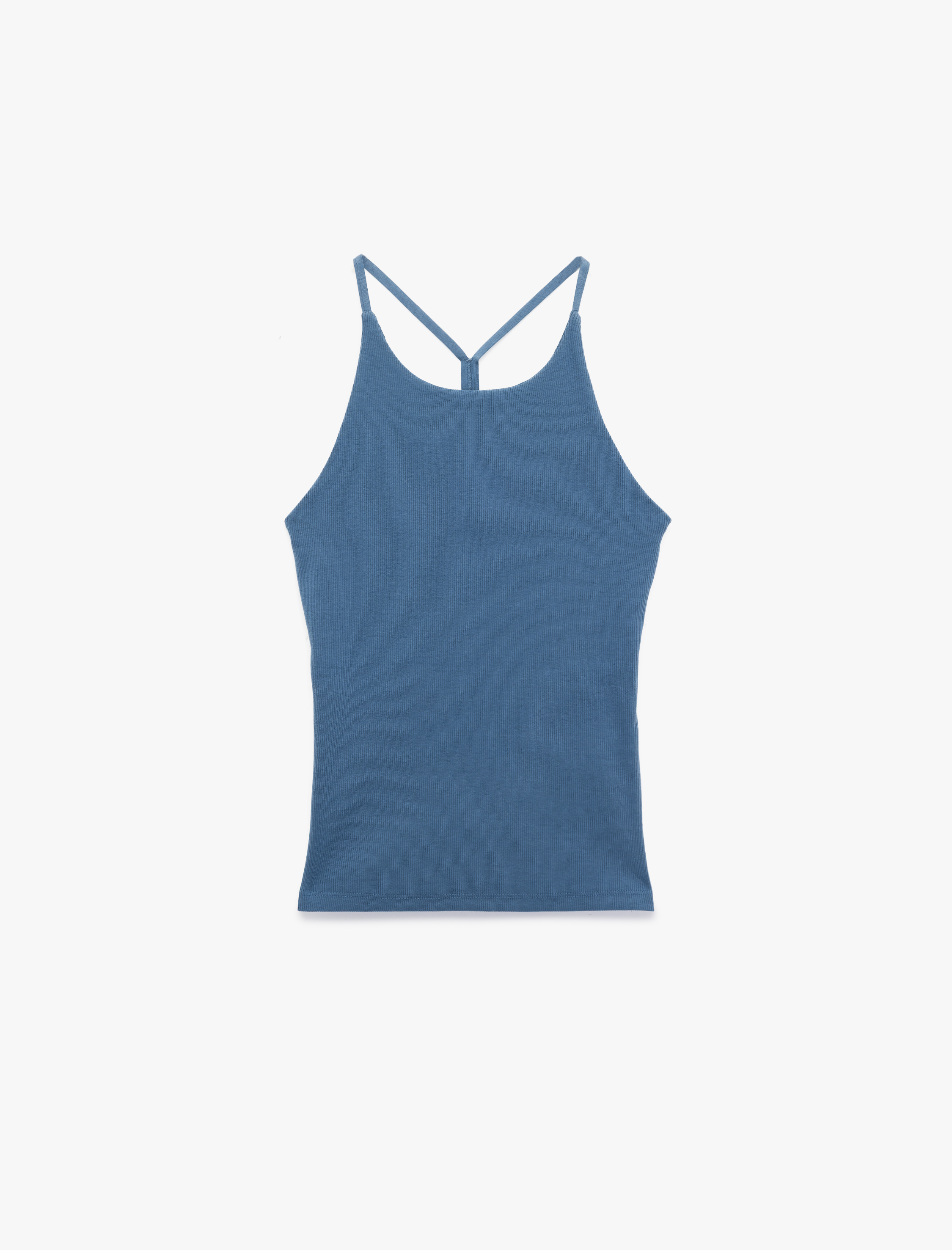   Pamuklu Sırt Detaylı Kolsuz Halter Yaka Bluz