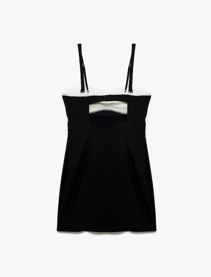   Kalp Yaka Kolsuz Fiyonklu Slim Fit Bodycon Mini Elbise