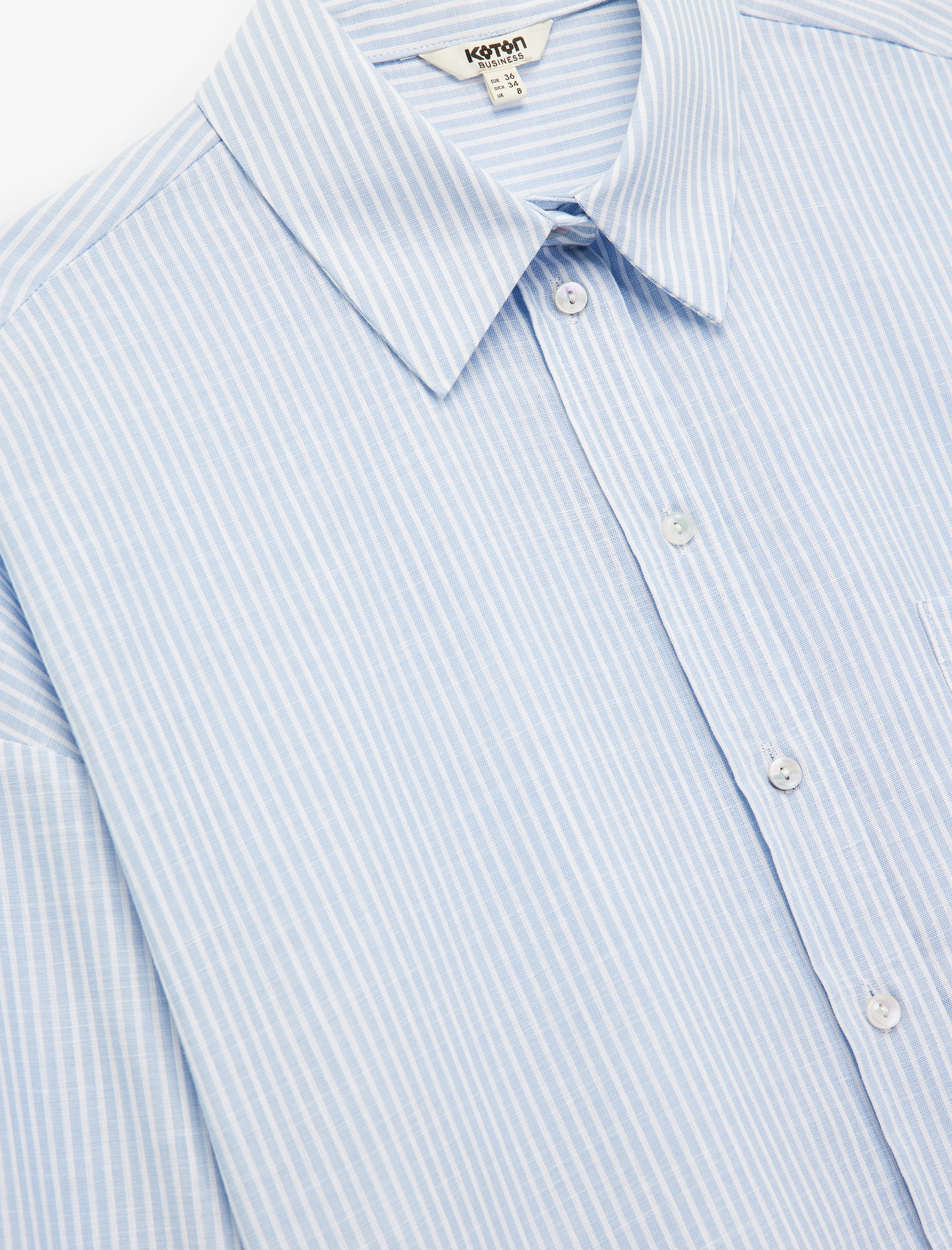   Pamuklu Tek Cep Detaylı Uzun Kollu Klasik Yaka Oversize Gömlek