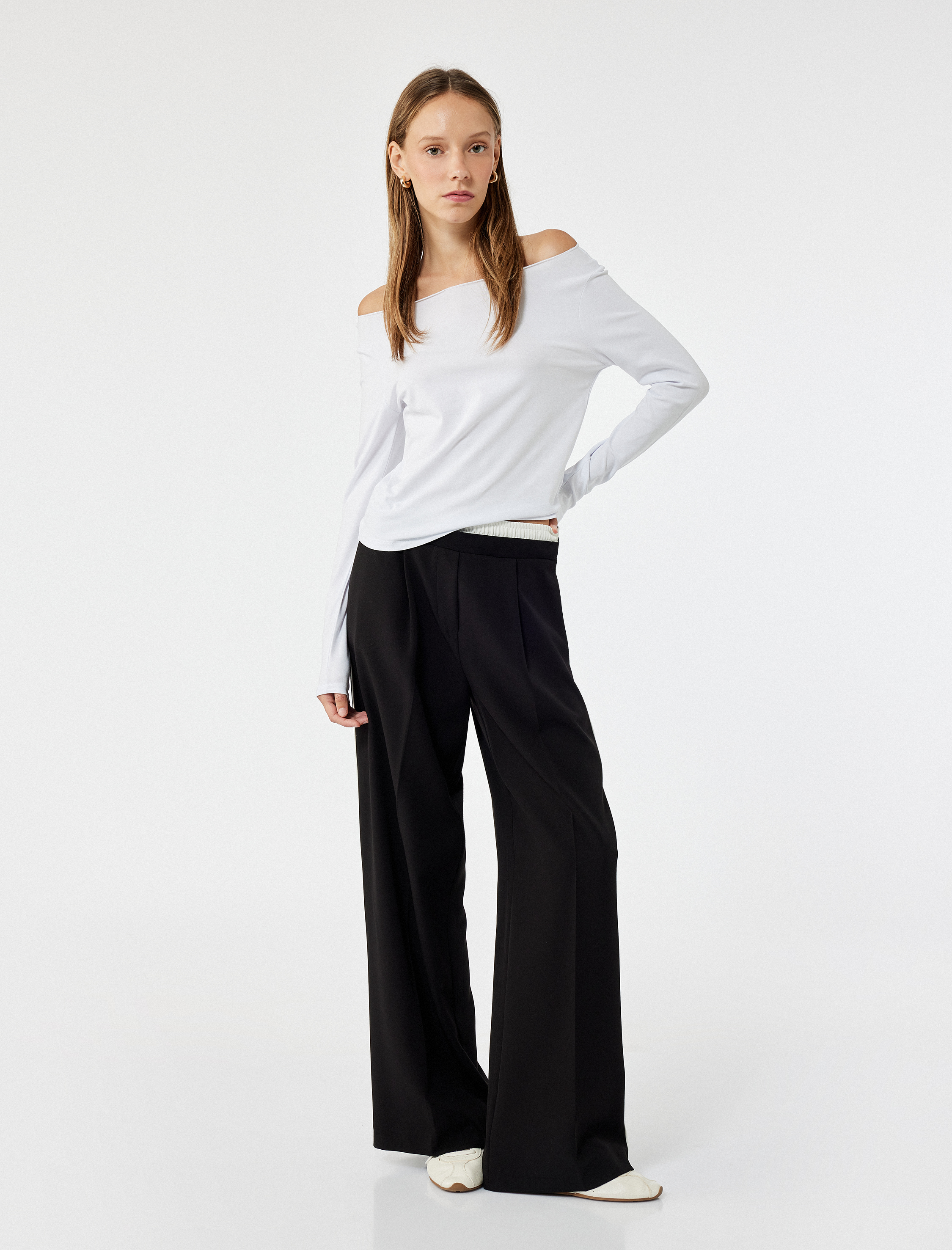   Slim Fit Uzun Kollu Kayık Yaka Pamuklu 2'li Tişört Seti