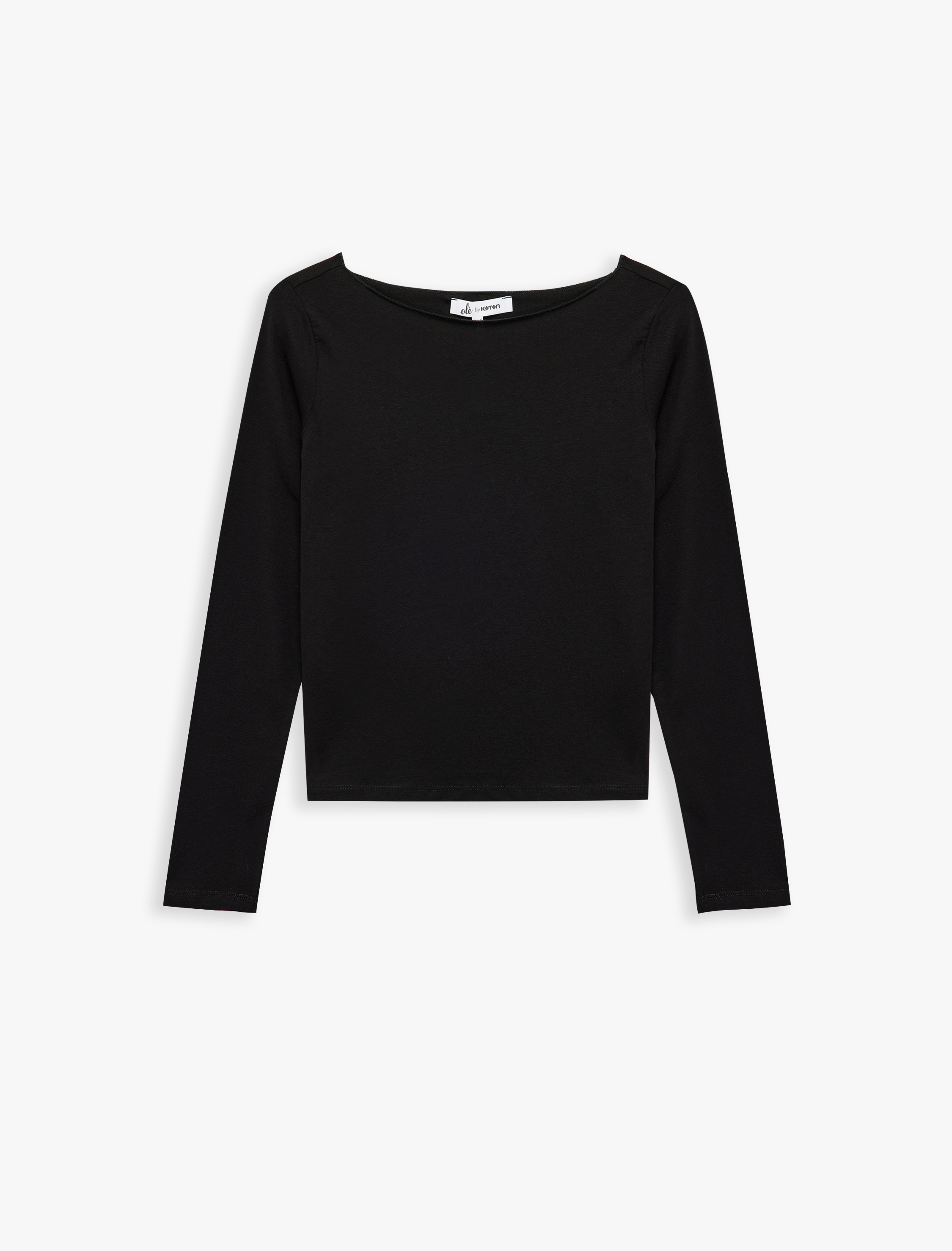   Slim Fit Uzun Kollu Kayık Yaka Pamuklu 2'li Tişört Seti