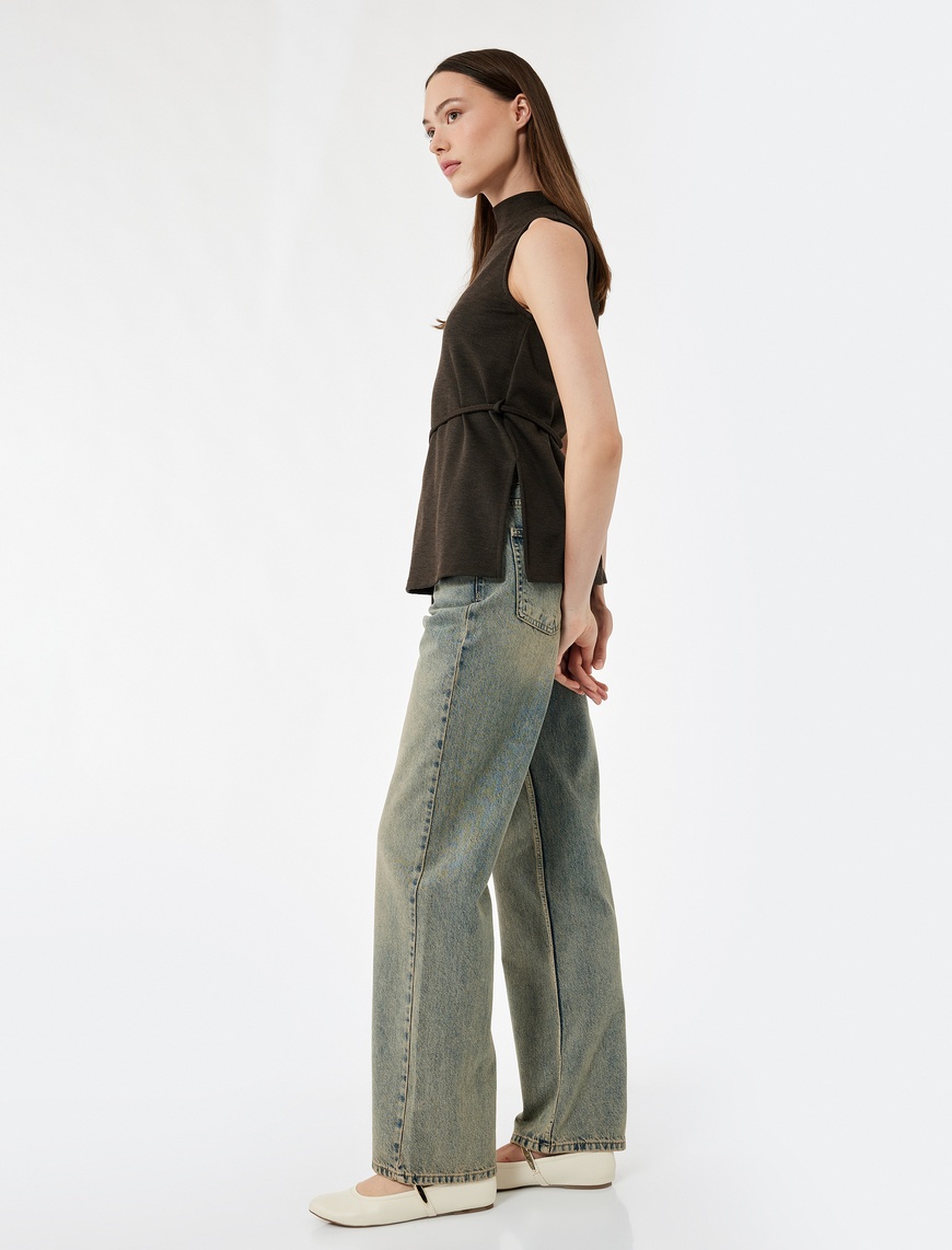   Pamuklu Düz Kesim Düz Paça Jean Pantolon - Straight Jeans