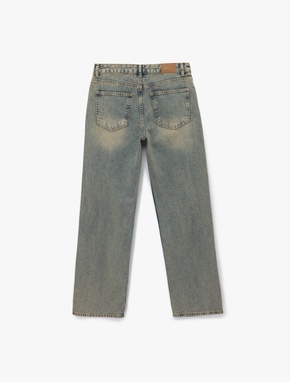 Pamuklu Düz Kesim Düz Paça Jean Pantolon - Straight Jeans_4