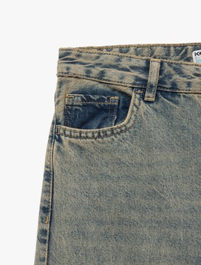 Pamuklu Düz Kesim Düz Paça Jean Pantolon - Straight Jeans_6