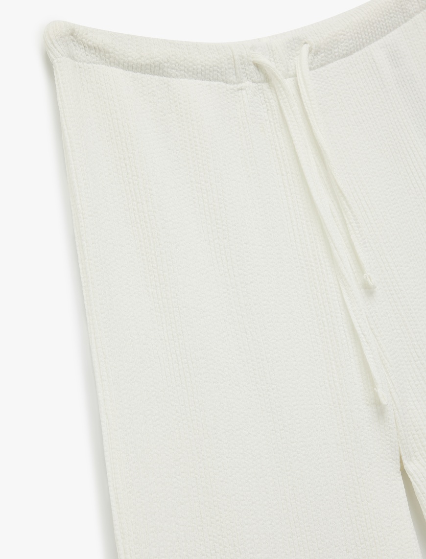   Yüksek Bel Rahat Kalıp Beli Bağcıklı Pantolon