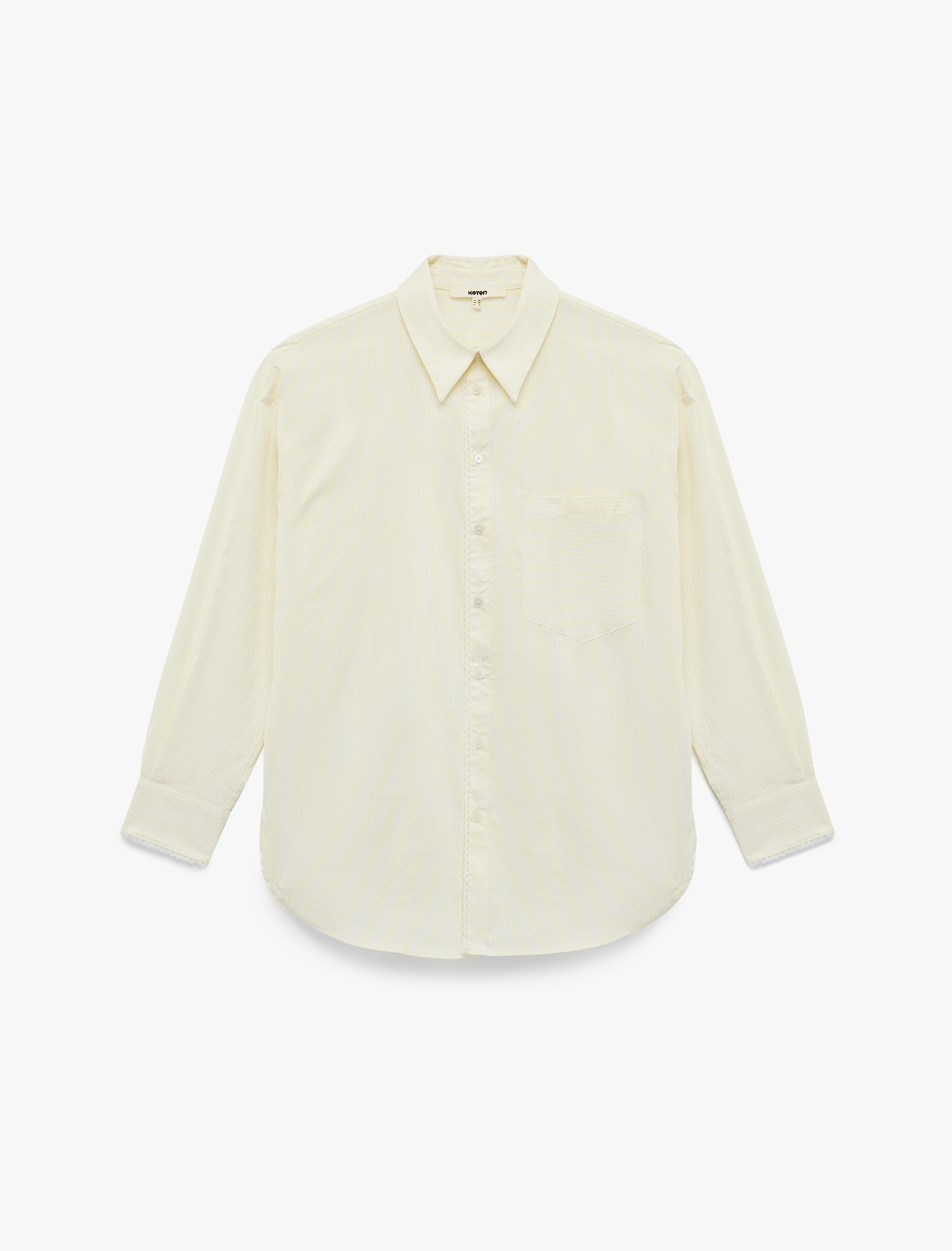   Tek Cep Detaylı Uzun Kollu Klasik Yaka Pamuklu Gömlek