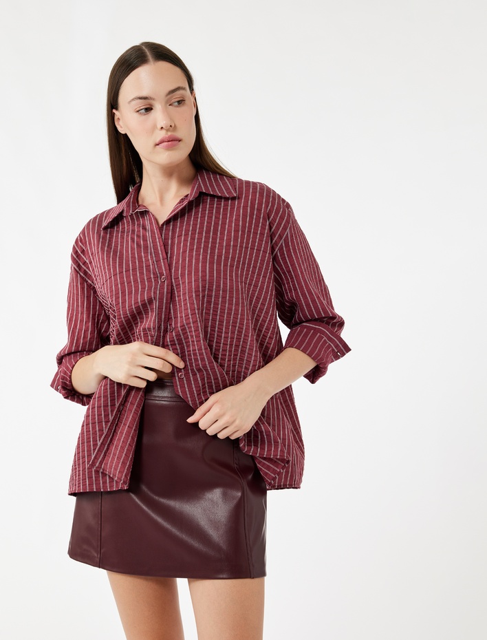  A Kesim Suni Deri Mini Etek