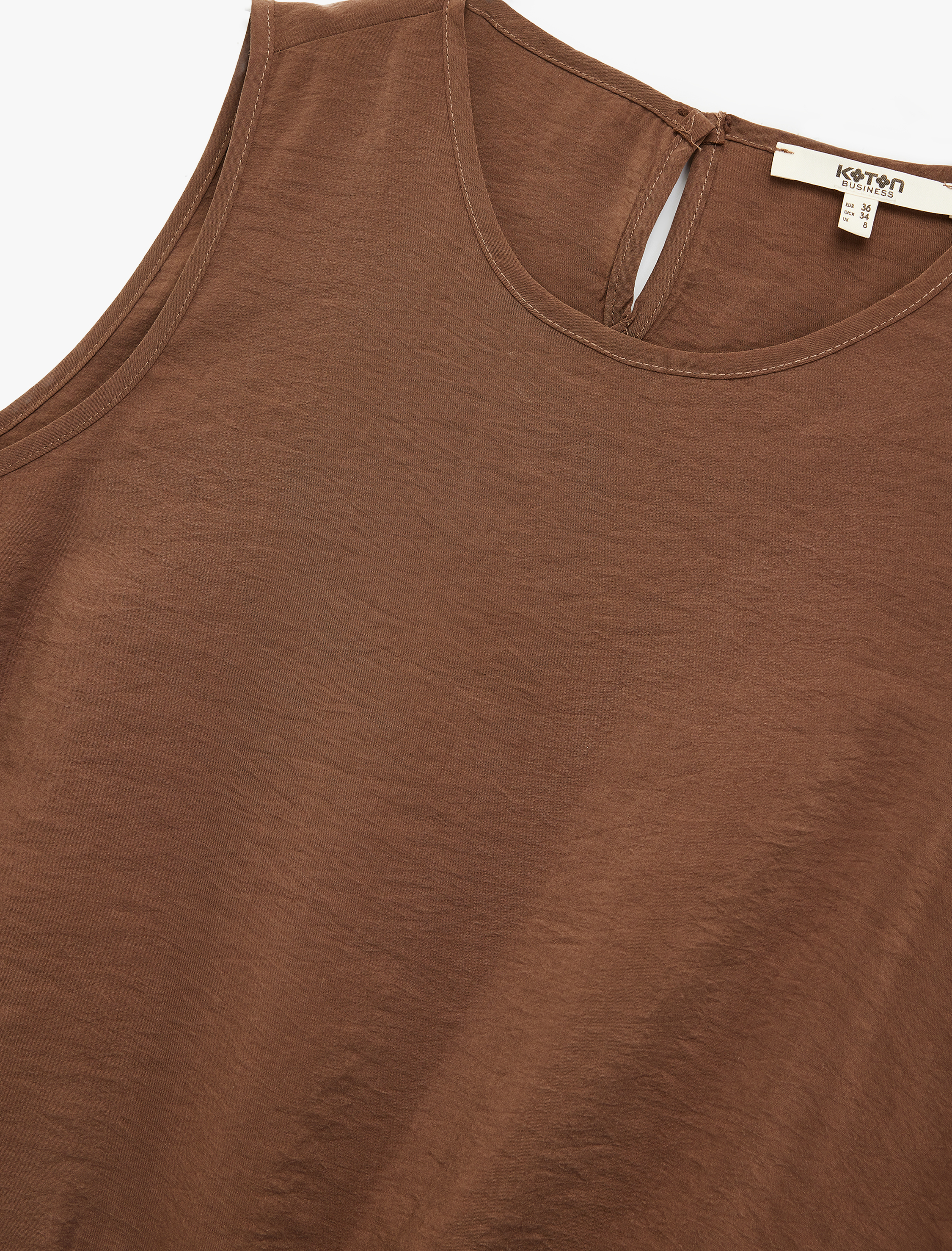   Modal Kumaş Bisiklet Yaka Bağlama Detaylı Kolsuz Bluz