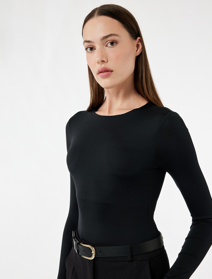  Slim Fit Uzun Kollu Bisiklet Yaka Bodysuit