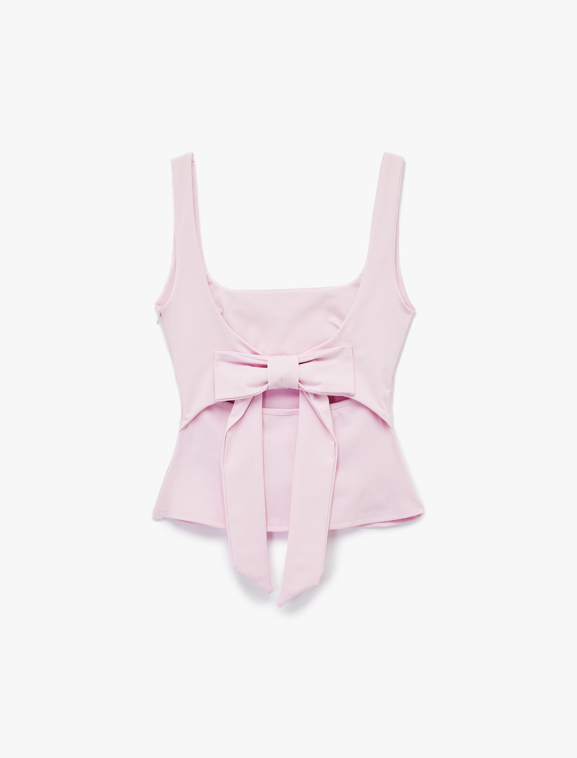   Slim Fit Arkası Fiyonklu U Yaka Kolsuz Bluz