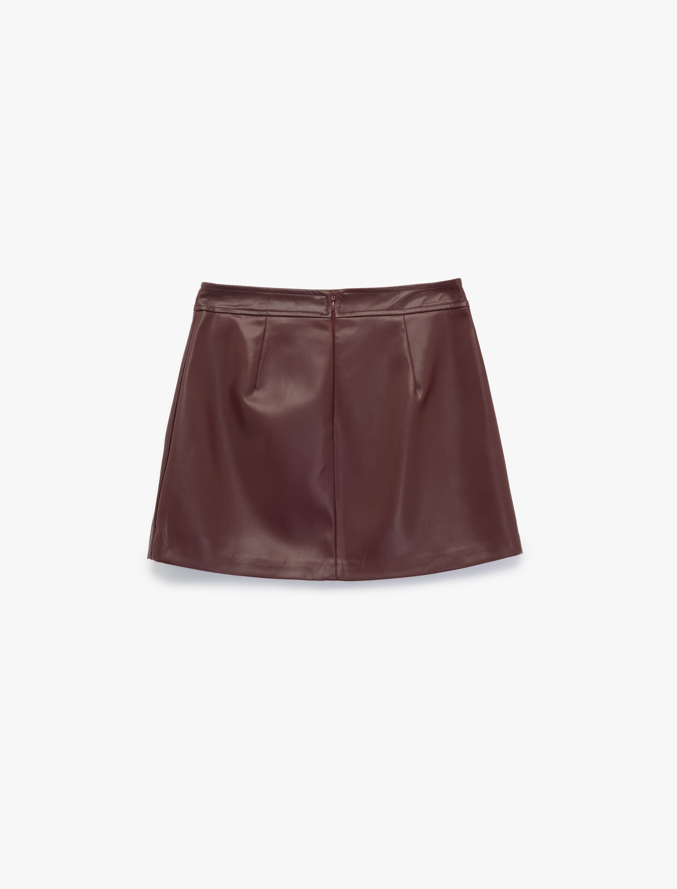   A Kesim Suni Deri Mini Etek