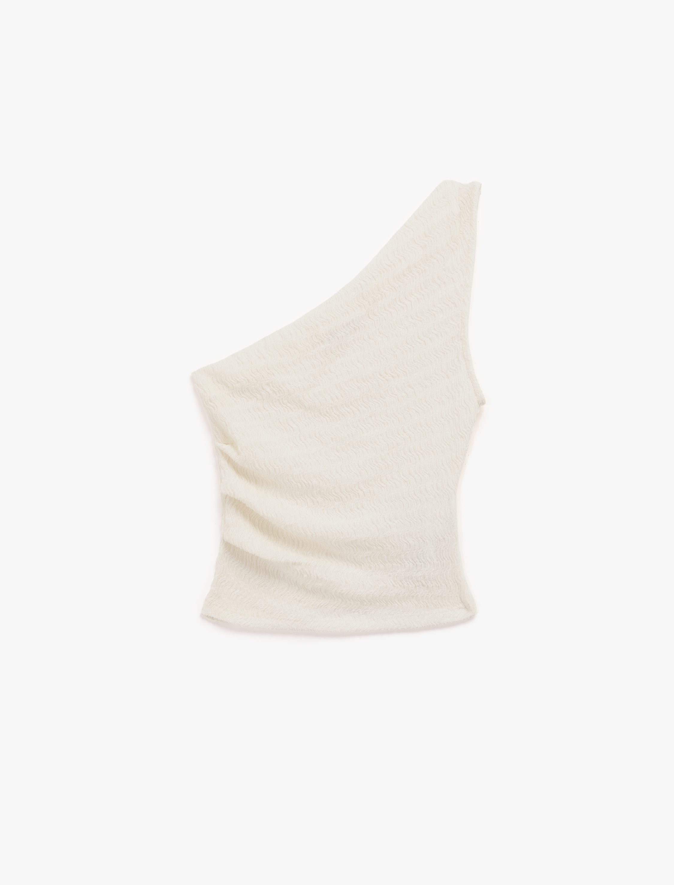 Kolsuz Drapeli Slim Fit Tek Omuz Bluz