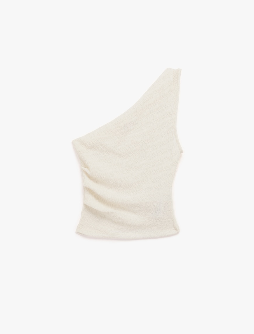   Kolsuz Drapeli Slim Fit Tek Omuz Bluz