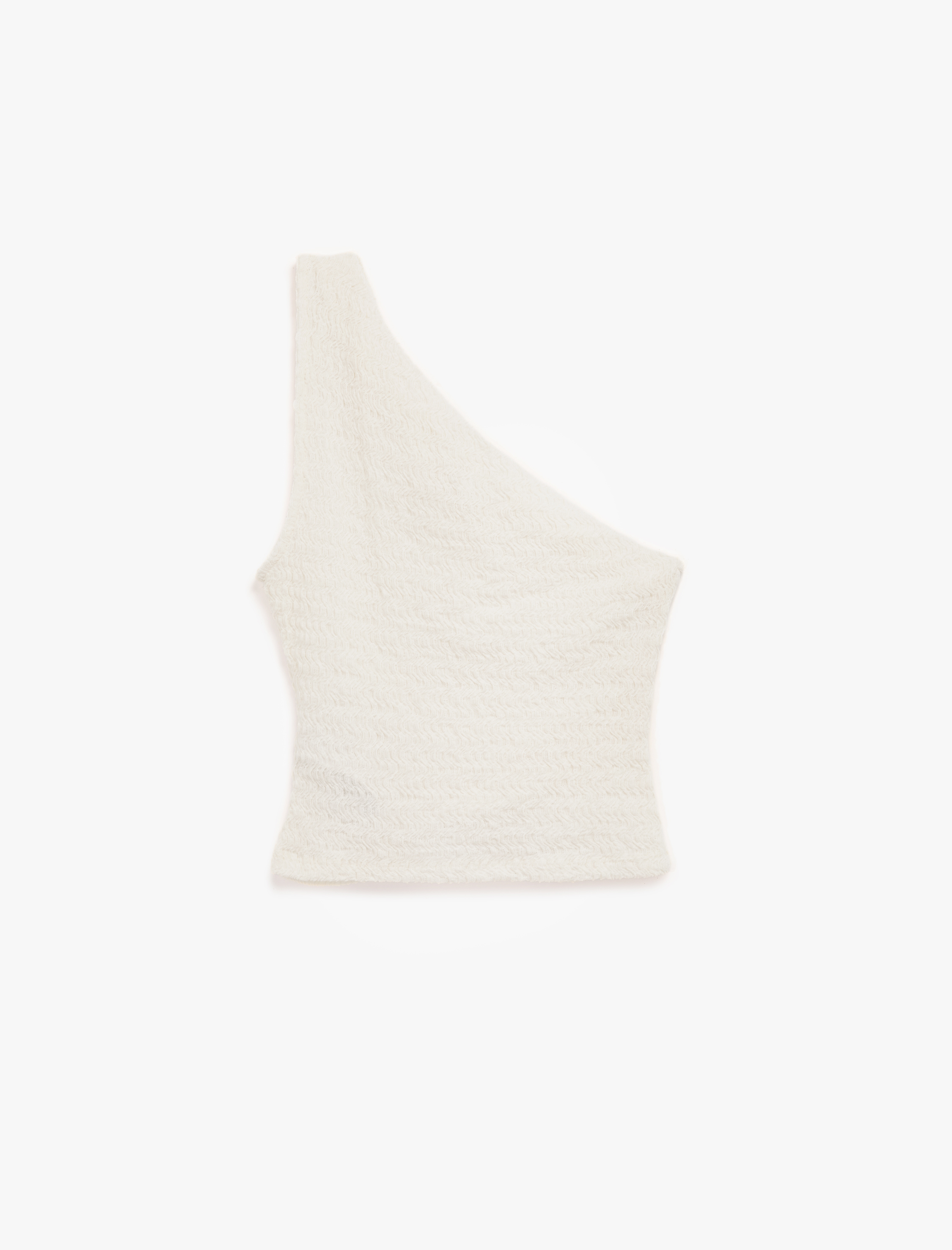 Kolsuz Drapeli Slim Fit Tek Omuz Bluz