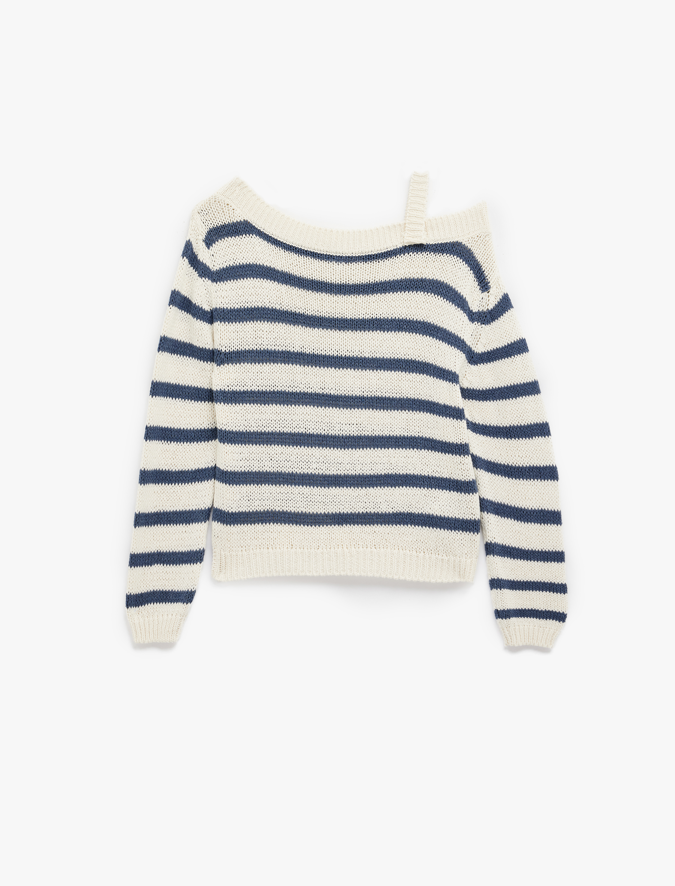   Kayık Yaka Askı Detaylı Uzun Kollu Triko Kazak