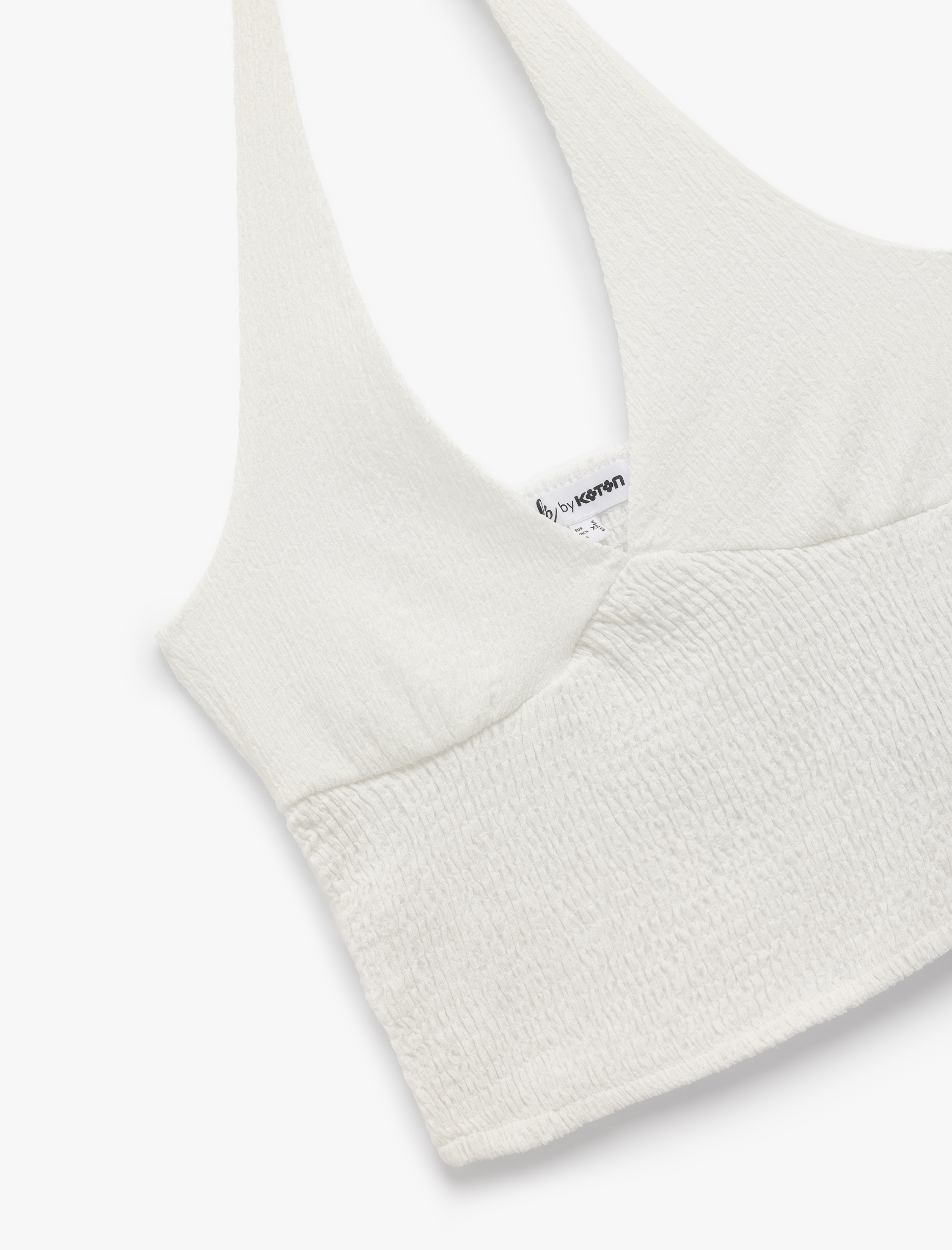   Slim Fit Kolsuz Bürümcük Halter Yaka Bluz