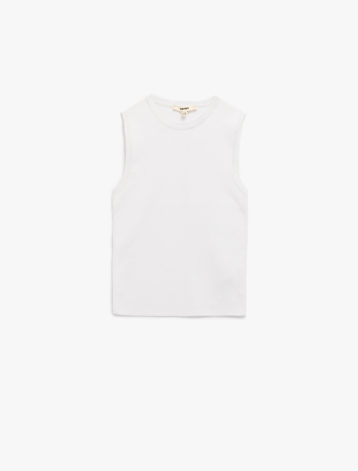  Regular Fit Bisiklet Yaka Kolsuz Triko Bluz