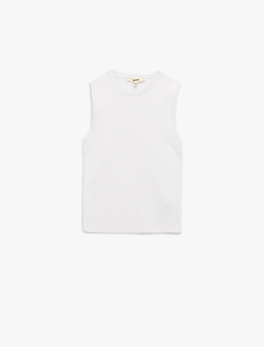   Regular Fit Bisiklet Yaka Kolsuz Triko Bluz