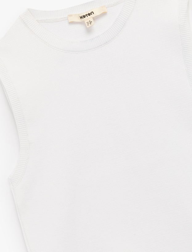 Regular Fit Bisiklet Yaka Kolsuz Triko Bluz_4