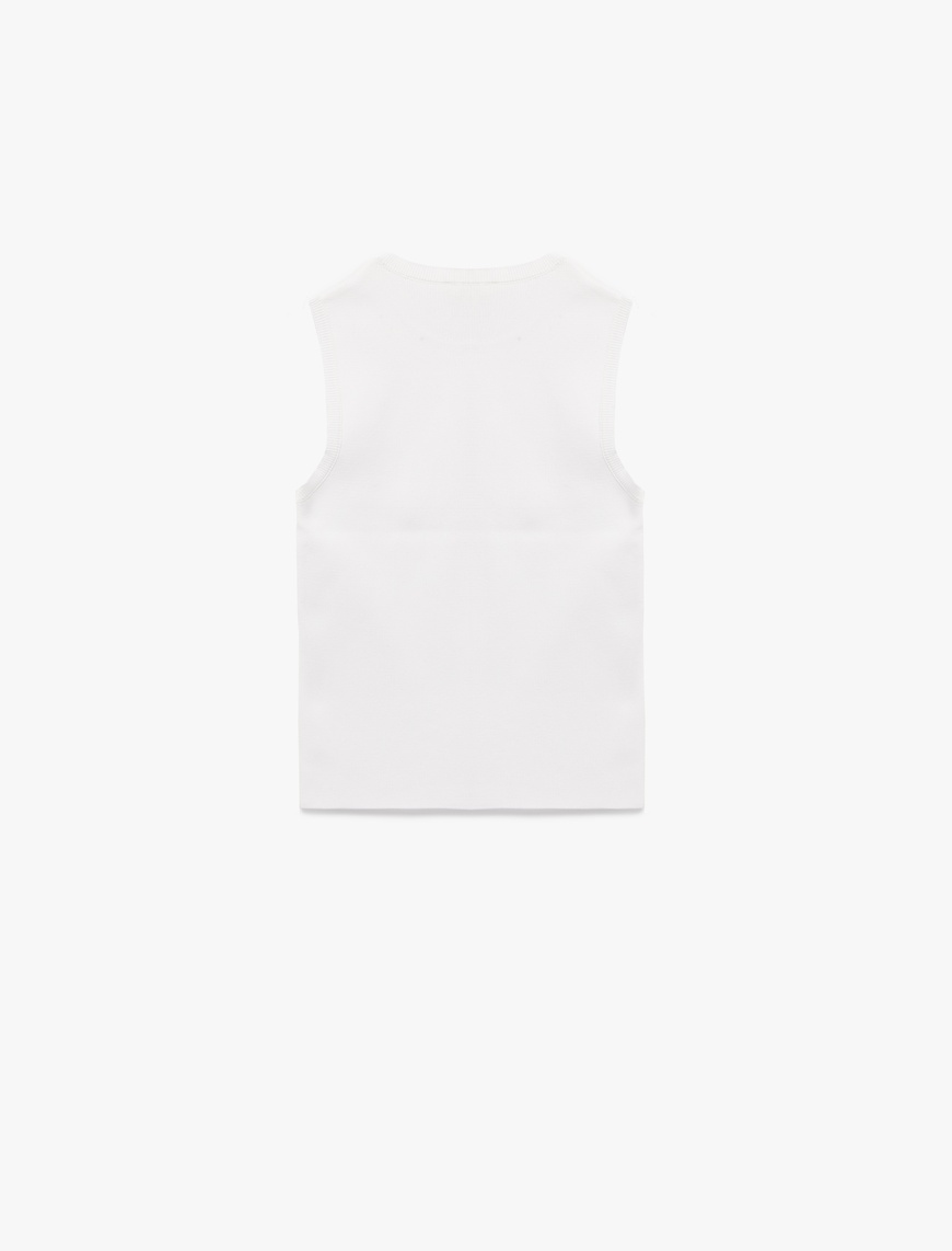   Regular Fit Bisiklet Yaka Kolsuz Triko Bluz