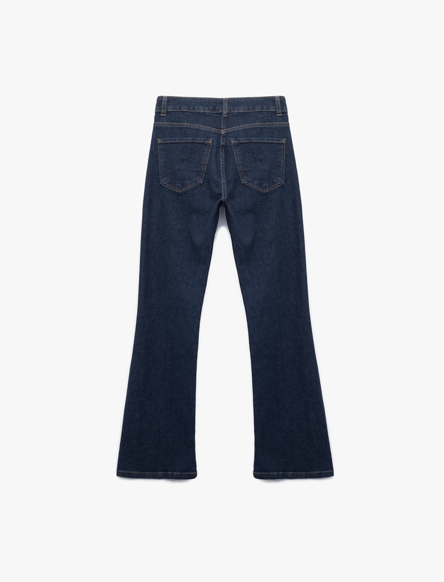   Pamuklu Yüksek Bel Dar Kalıp İspanyol Paça Jean Pantolon - Flare Jeans