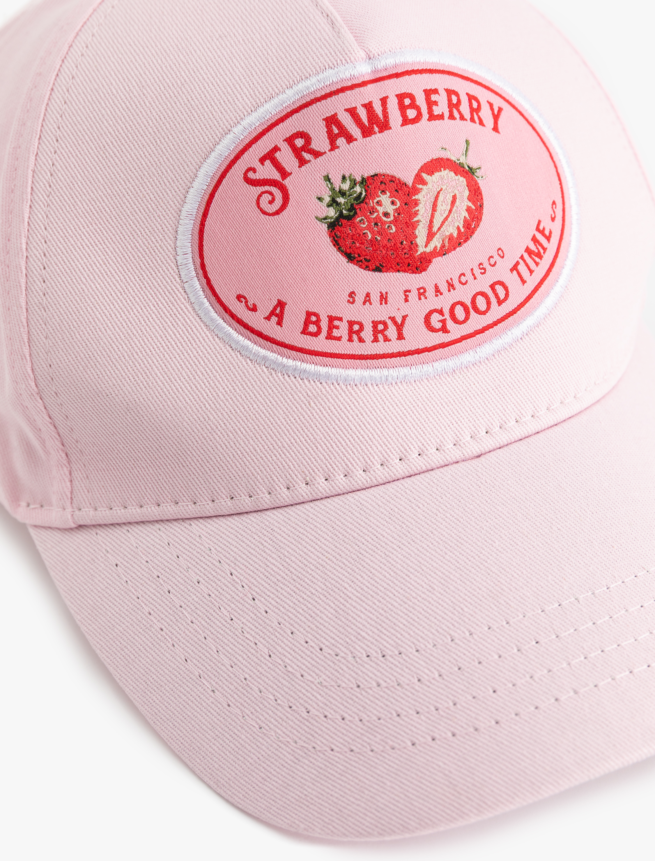  Kadın Çilek İşlemeli Pamuklu Kep Şapka