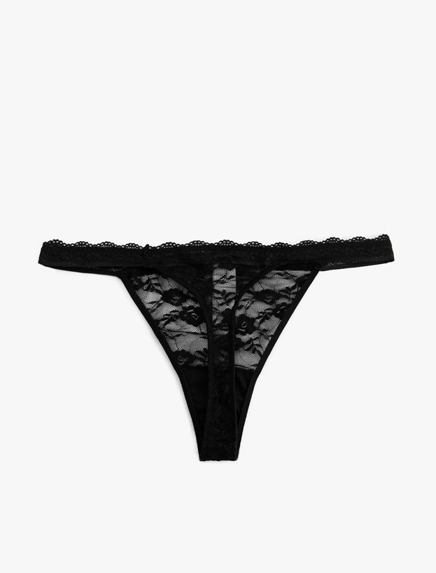 Transparan Rahat Kalıp Dantelli String Külot_1