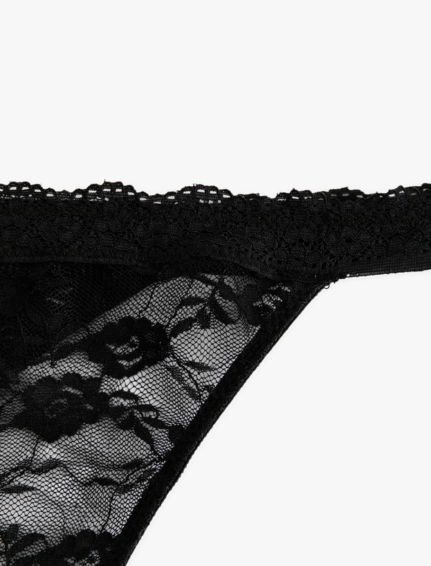 Transparan Rahat Kalıp Dantelli String Külot_2
