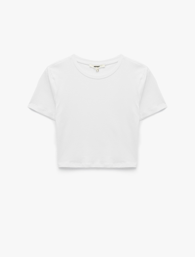 Pamuklu Slim Fit Kısa Kollu Bisiklet Yaka Tişört_0