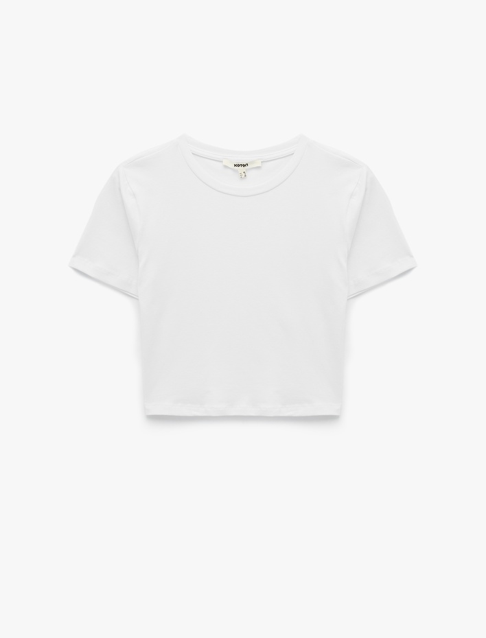  Pamuklu Slim Fit Kısa Kollu Bisiklet Yaka Tişört