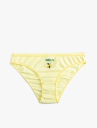 Pamuklu Rahat Kalıp Limon Baskı Detaylı Külot