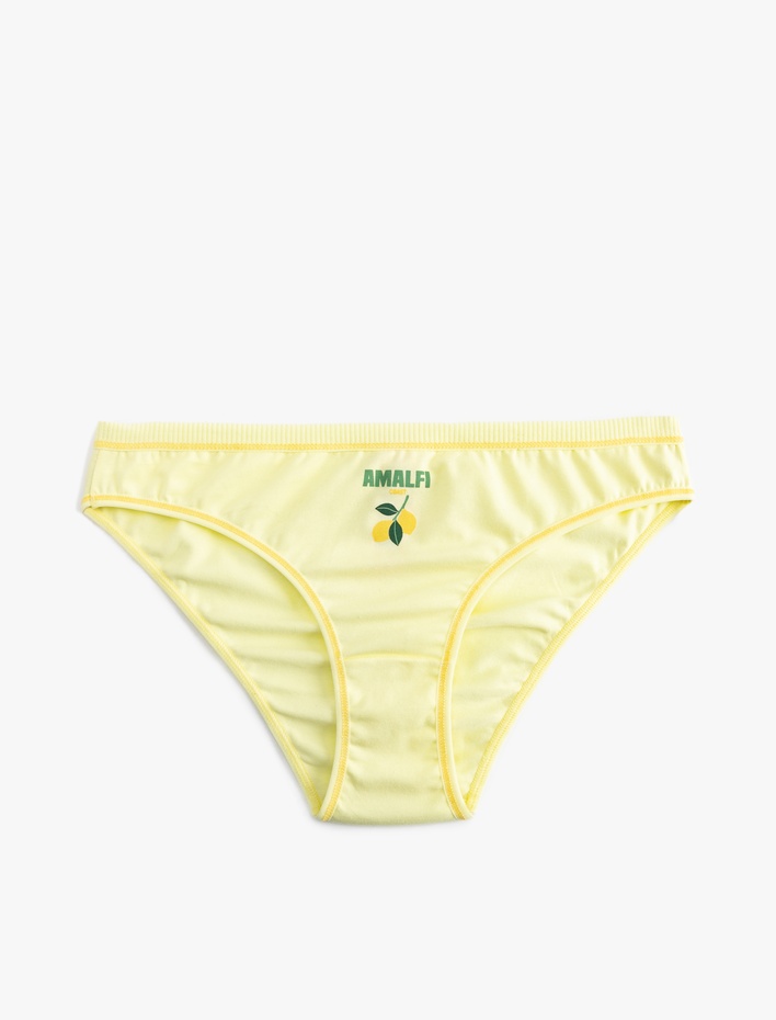  Pamuklu Rahat Kalıp Limon Baskı Detaylı Külot