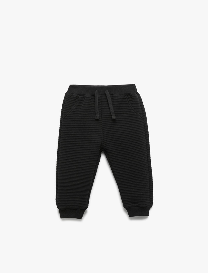Erkek Bebek Pamuklu Beli Bağcıklı Basic Jogger Eşofman Altı