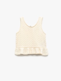 Pamuklu Bisiklet Yaka Fırfırlı Askılı Atlet