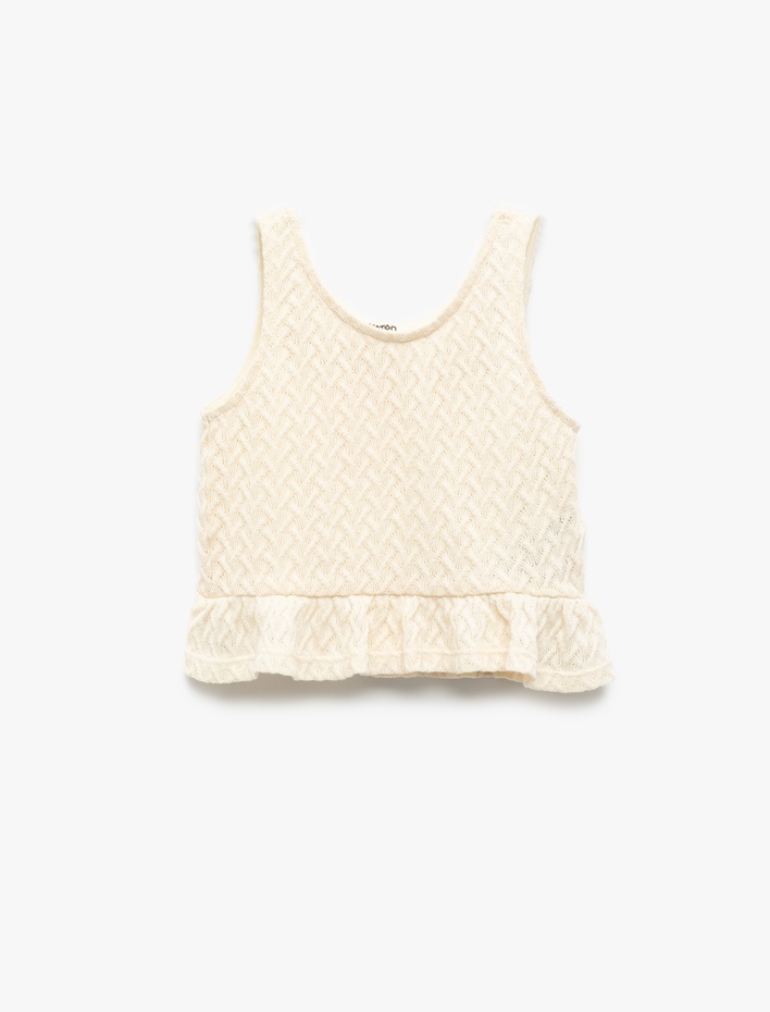 Kız Çocuk Pamuklu Bisiklet Yaka Fırfırlı Askılı Atlet