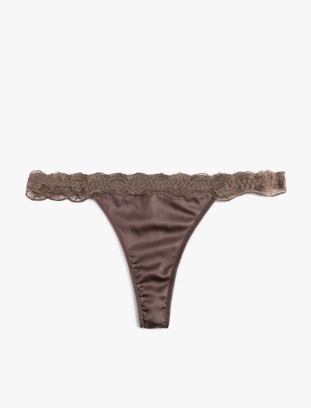 Dantel Detaylı Saten String Külot_0