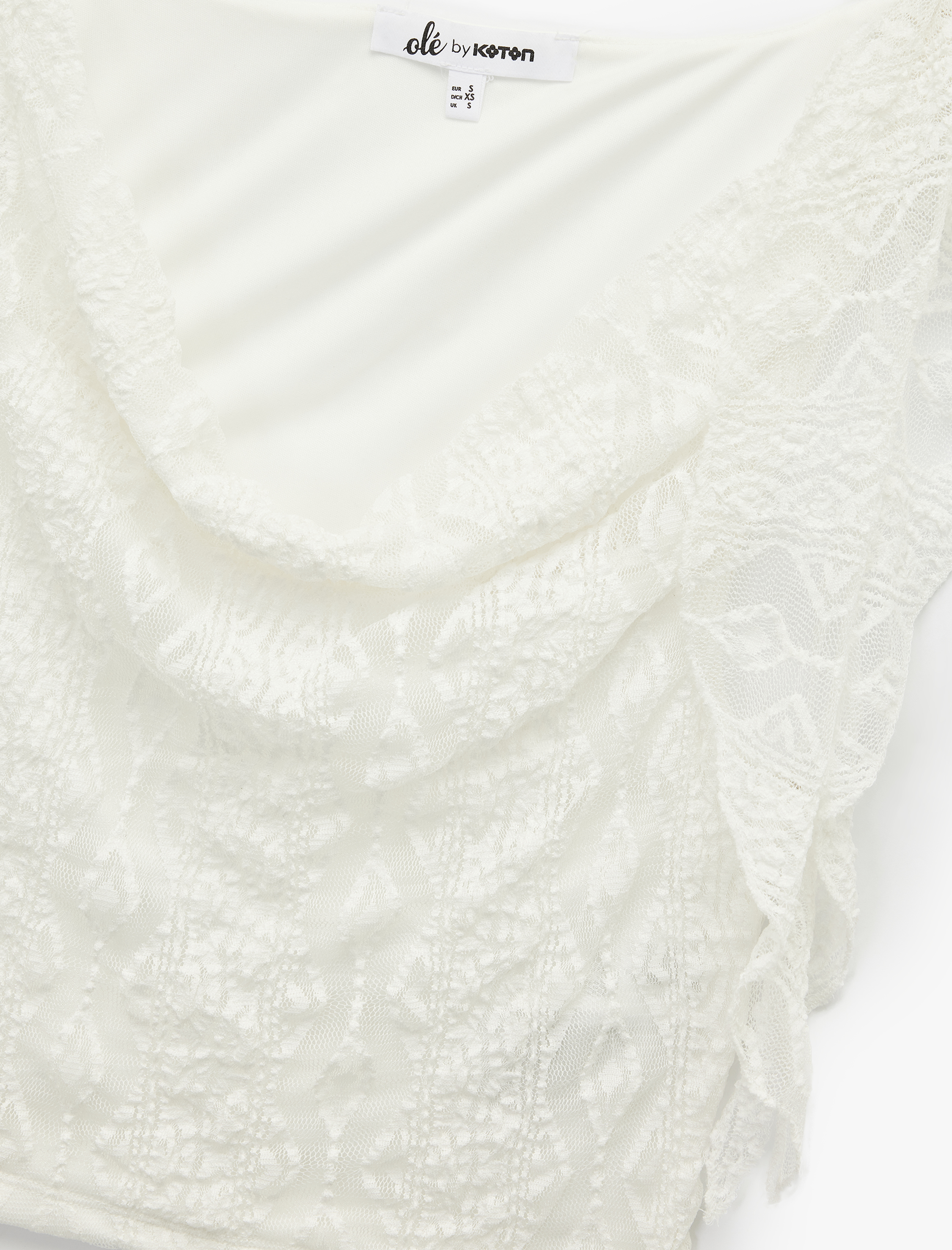   Slim Fit Degaje Yaka Dantelli Kolsuz Bluz