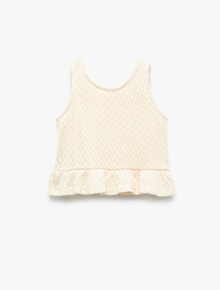 Kız Çocuk Pamuklu Bisiklet Yaka Fırfırlı Askılı Atlet