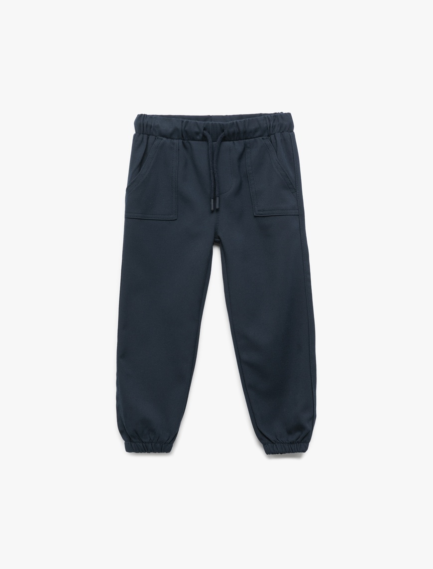  Erkek Bebek Beli Bağcıklı Cepli Basic Jogger Pantolon