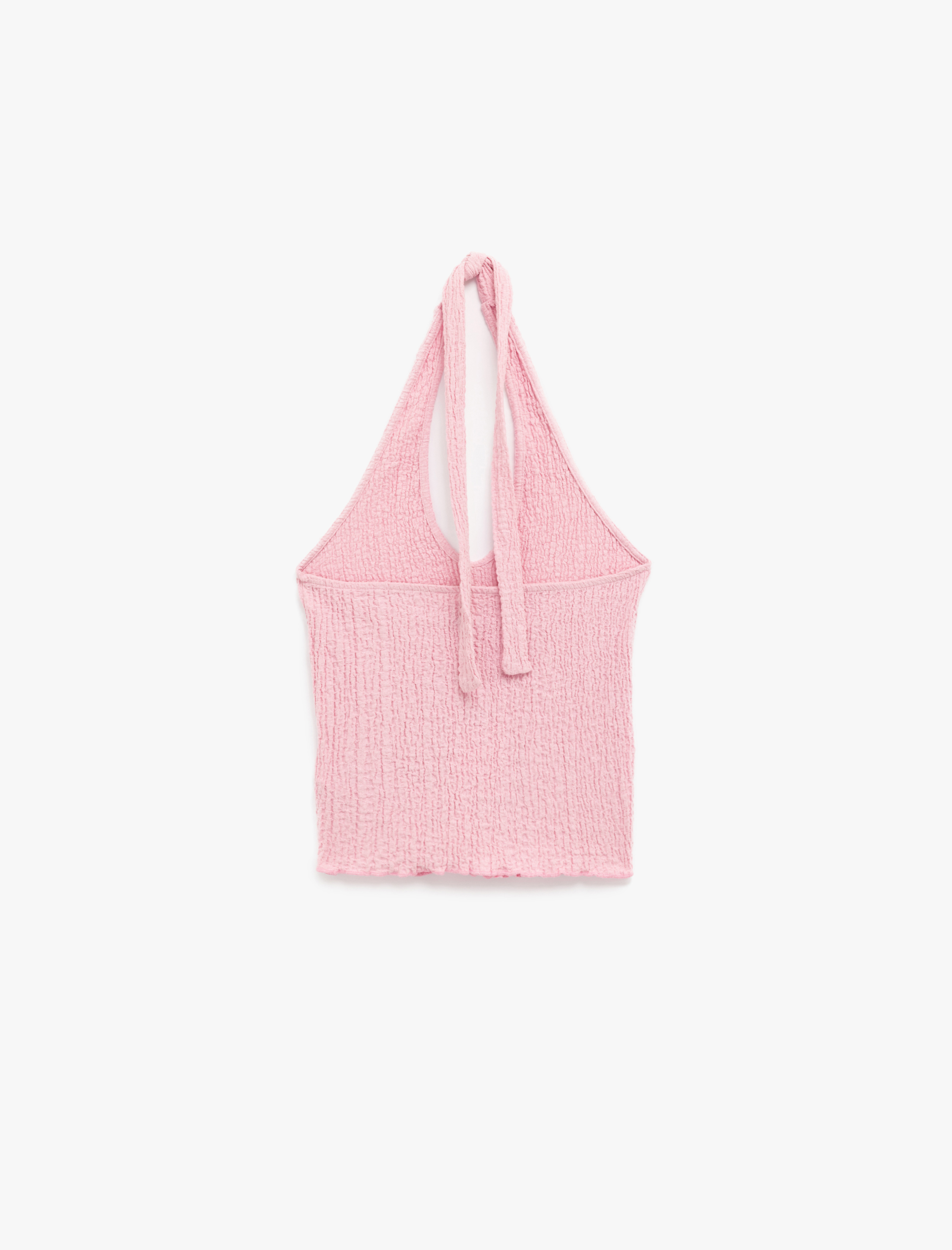   Bürümcük Kumaş Slim Fit Sırt Dekolteli Halter Yaka Üst