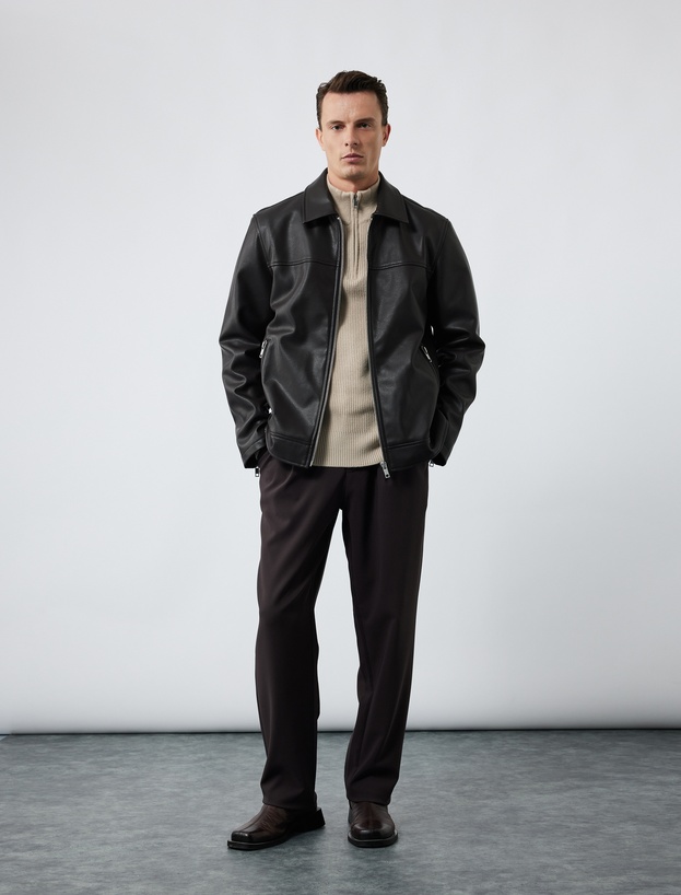 Pileli Oversize Cep Detaylı Kumaş Pantolon_0