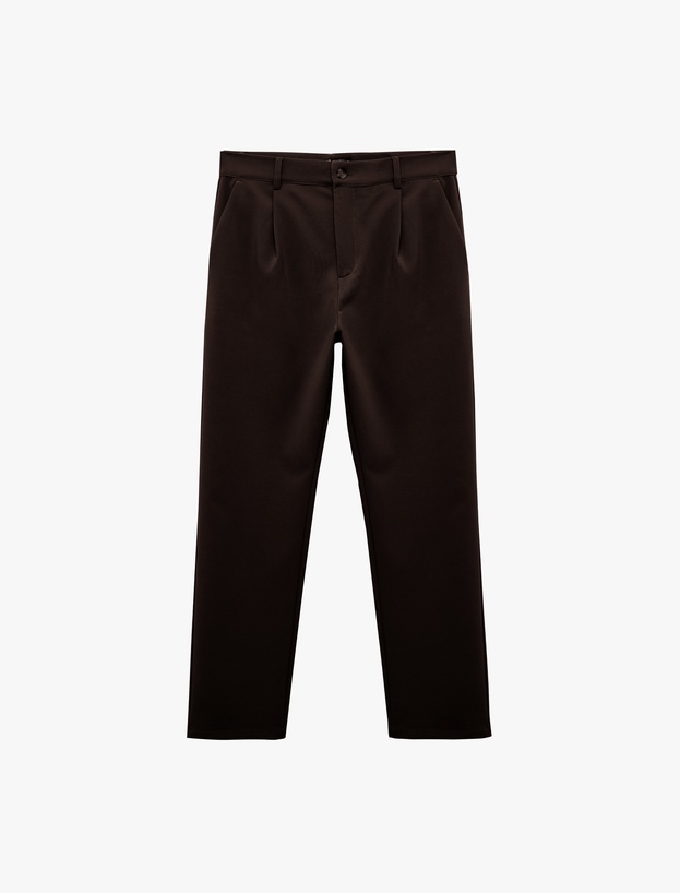 Pileli Oversize Cep Detaylı Kumaş Pantolon_4
