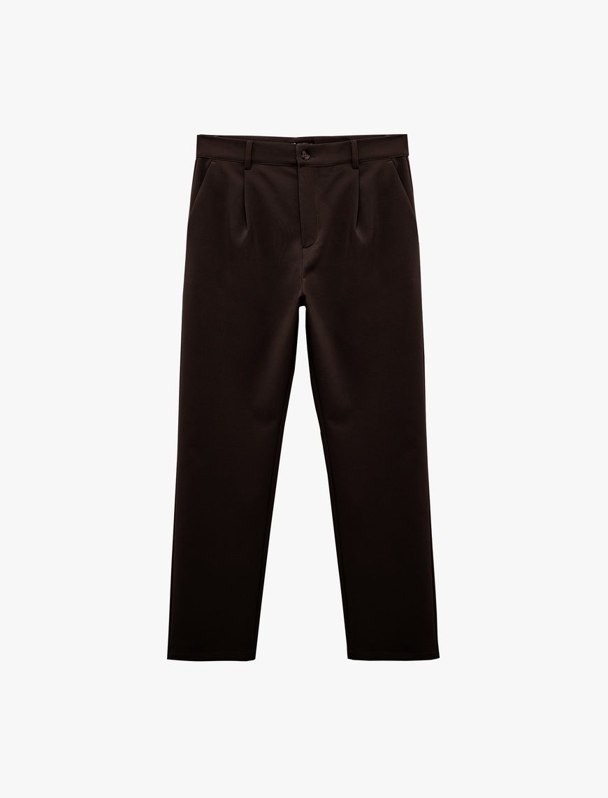  Pileli Oversize Cep Detaylı Kumaş Pantolon