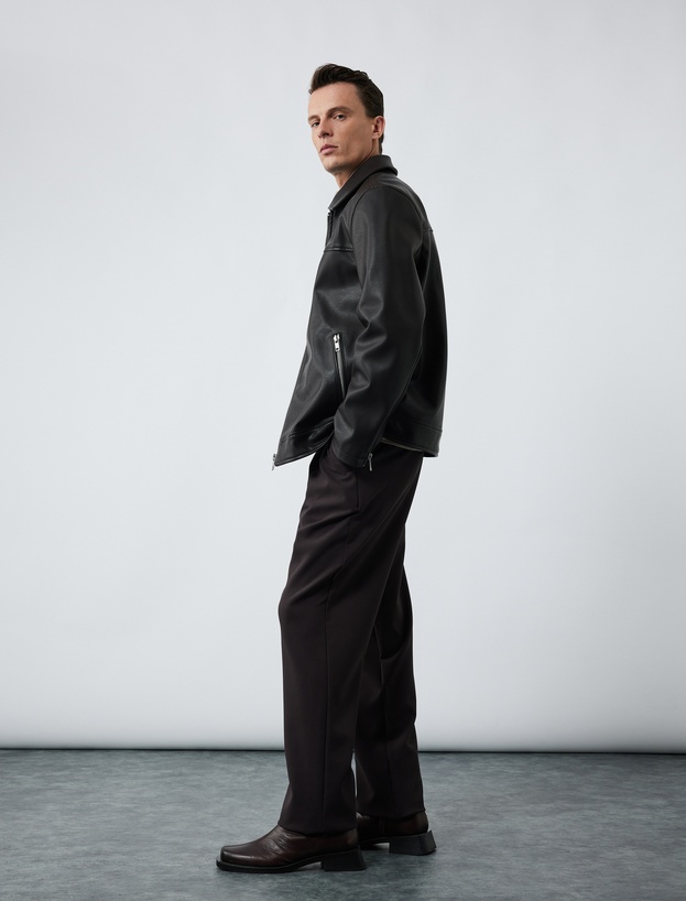 Pileli Oversize Cep Detaylı Kumaş Pantolon_1