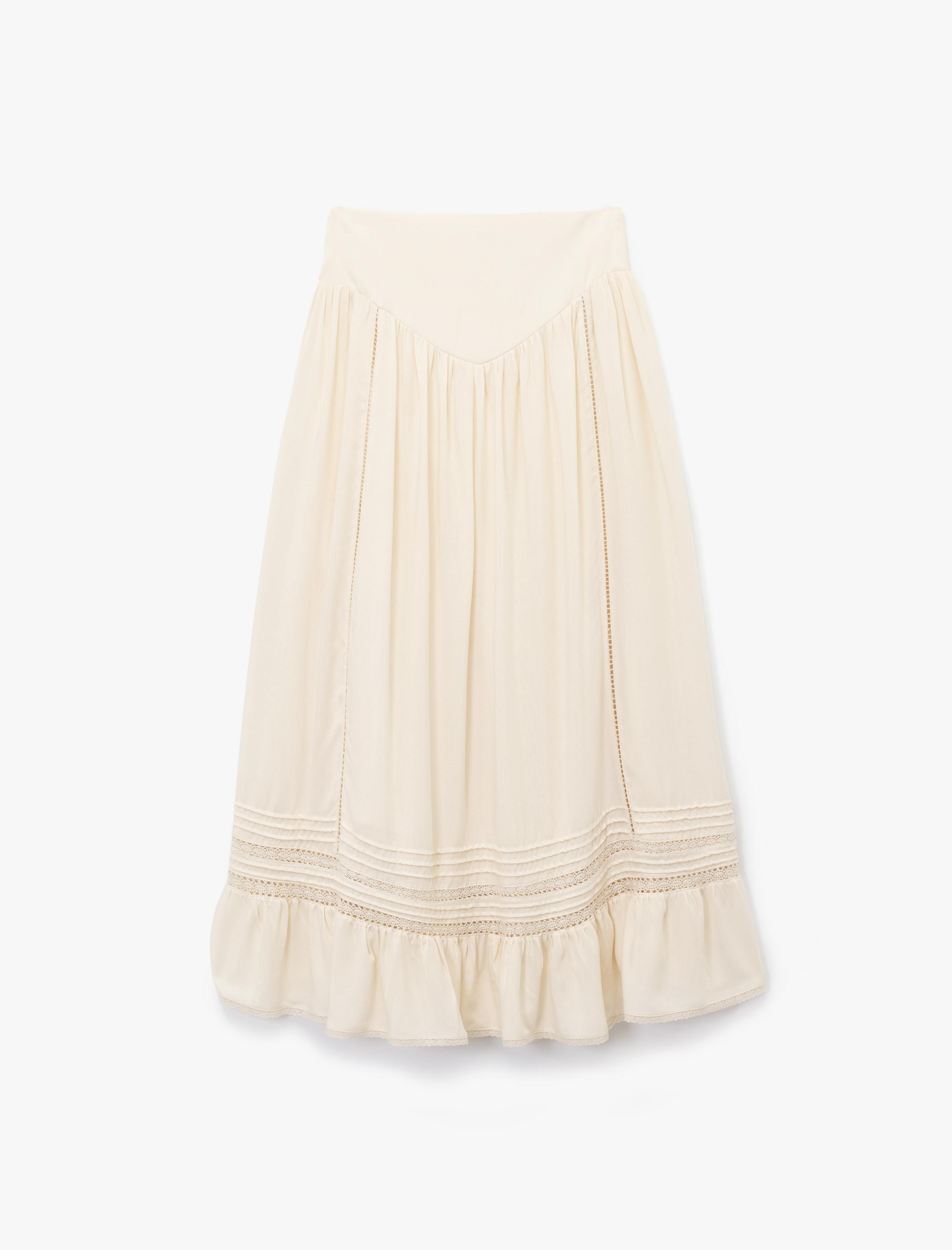   Fistolu Brodeli Midi Boy Kloş Viskon Etek