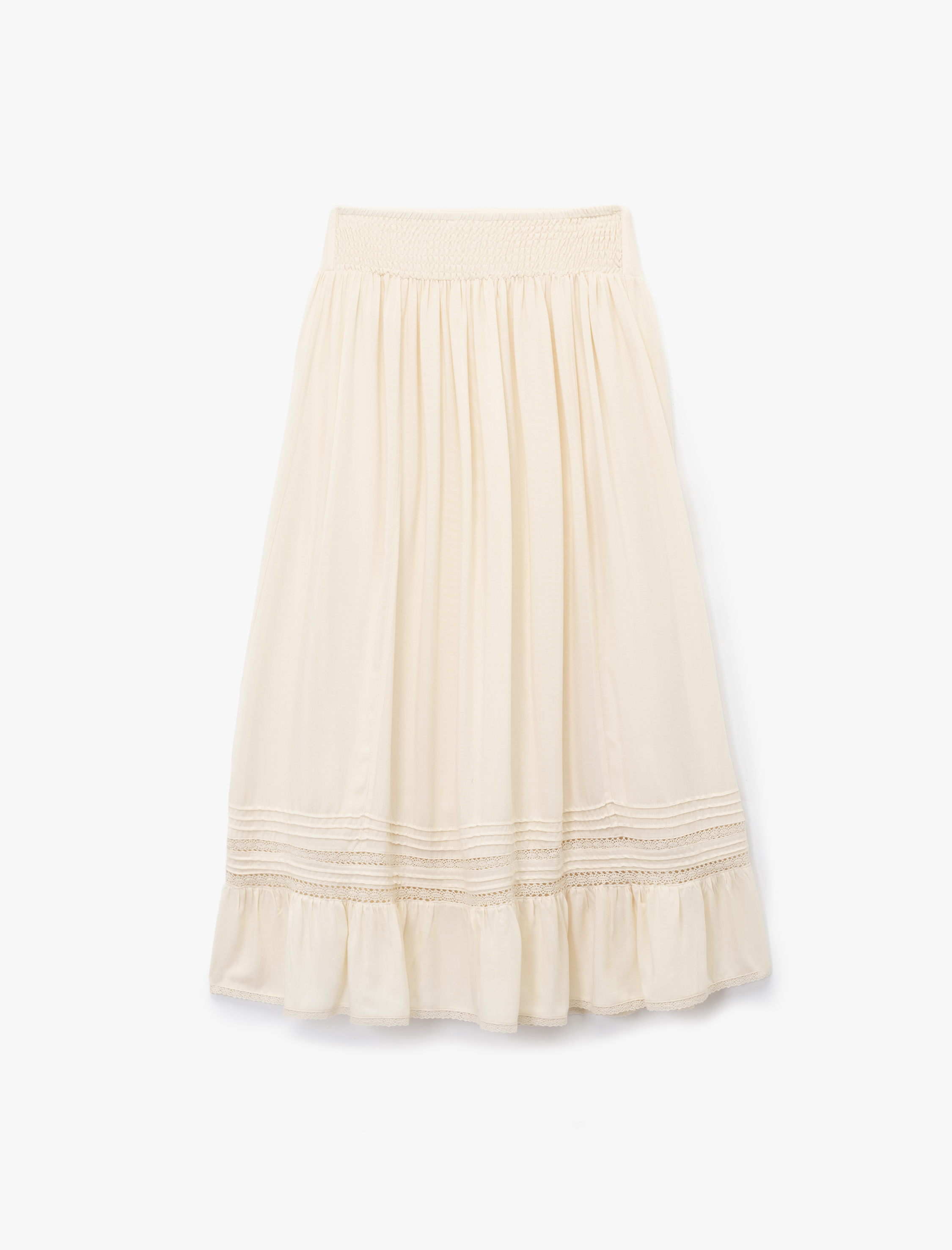   Fistolu Brodeli Midi Boy Kloş Viskon Etek