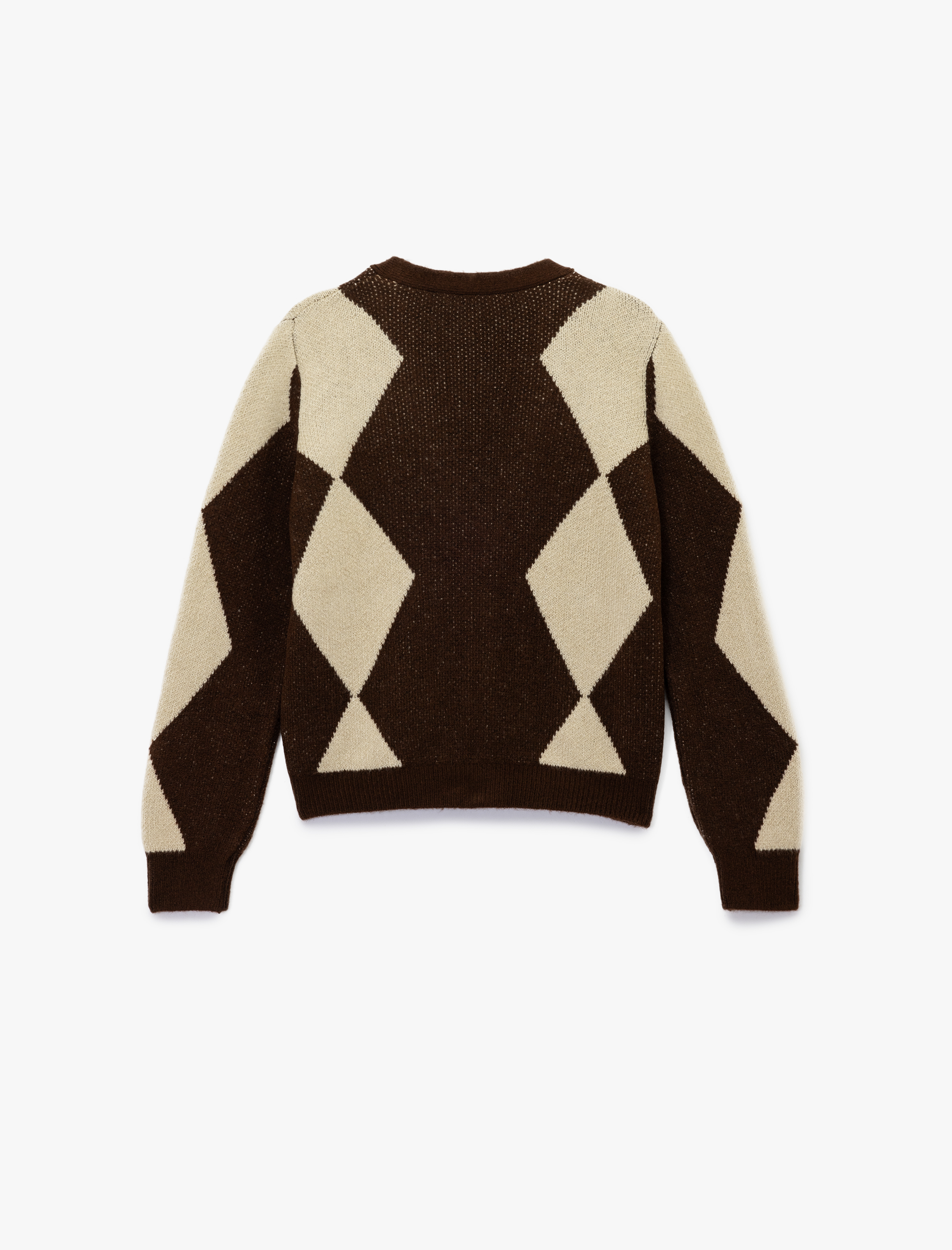   V Yaka Uzun Kollu Baklava Desenli Triko Hırka