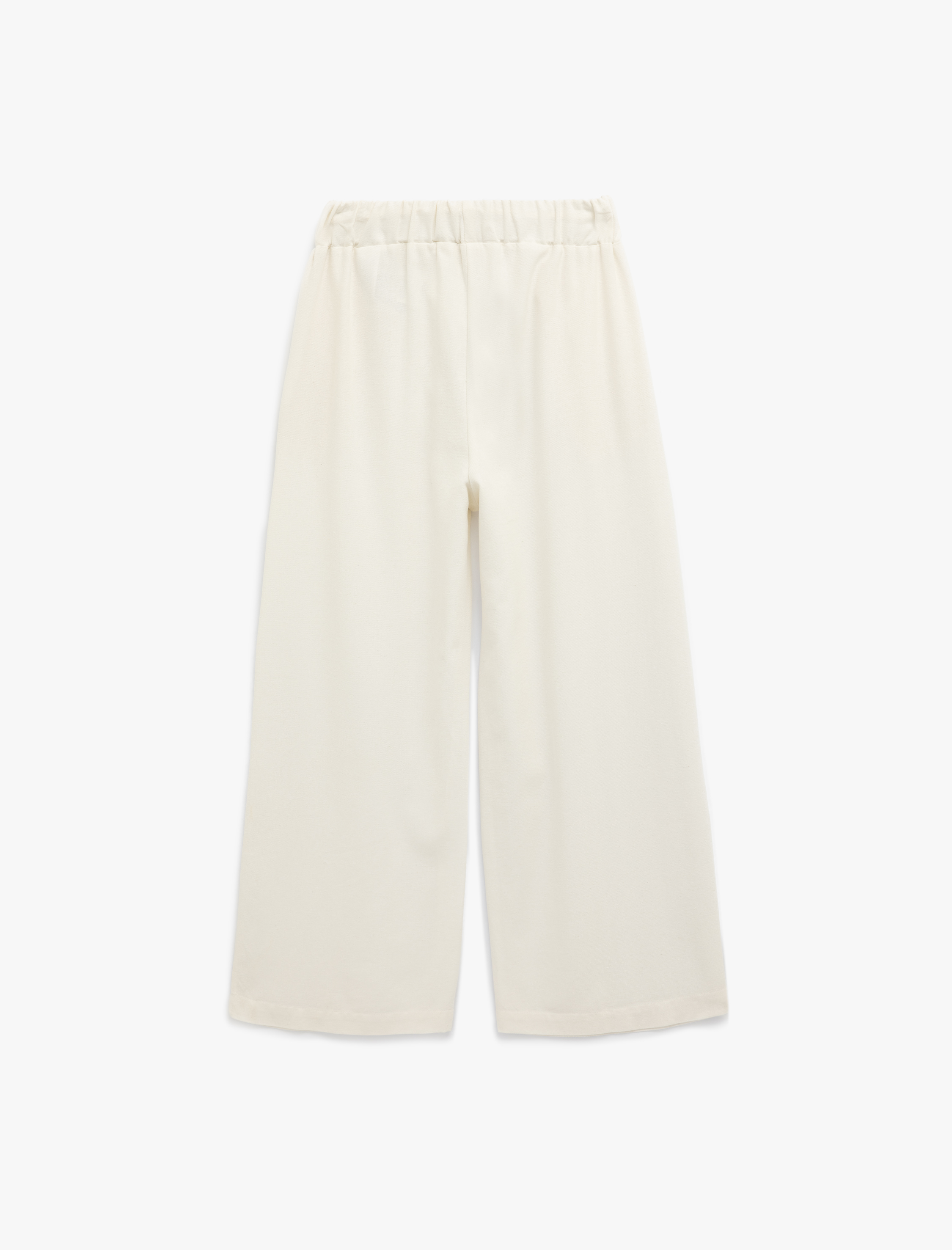   Keten Karışımlı Astarlı Cepli Beli Bağlamalı Düz Bol Paça Pantolon